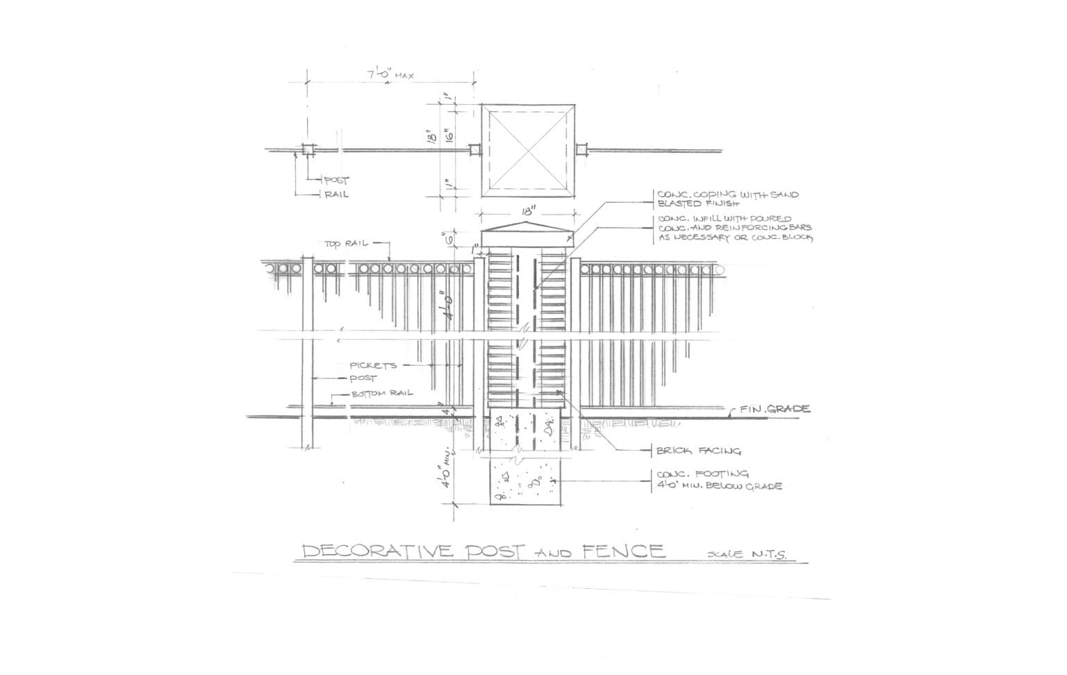 decorative post and fence